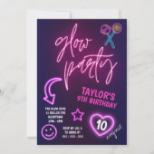 Invitation Glow Party Neon fête d'anniversaire (Devant)