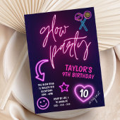 Invitation Glow Party Neon fête d'anniversaire