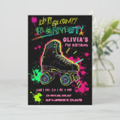 Invitation Glow Roller Skating Birthday | Neon Party (Debout devant)