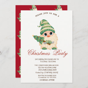 Invitation Gnome Christmas Tree Red Company Christmas Party