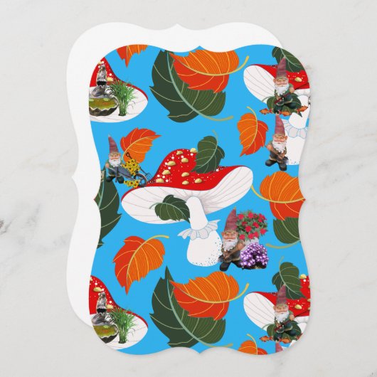 Invitation gnome de champignon (Devant / Derrière)