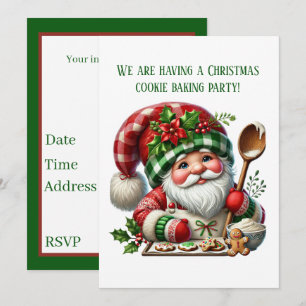 Invitation Gnome de fête de fabrication de biscuits de Noël