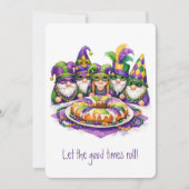 Invitation Gnome de Mardi Gras avec gâteau du roi (Devant)