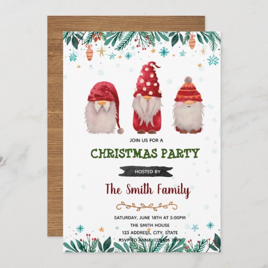 Invitation gnome de Noël (Devant / Derrière)