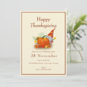 Invitation Gnome de Thanksgiving Fête Minimaliste (Debout devant)