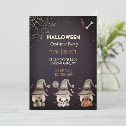 Invitation Gnome Halloween (Debout devant)