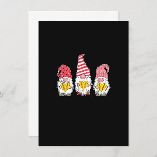 Invitation Gnome Love Softball Heart Leopard Plaid Noël (Devant / Derrière)