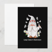 Invitation Gnome Lung Cancer Awareness With White Ribbon Gift (Devant / Derrière)