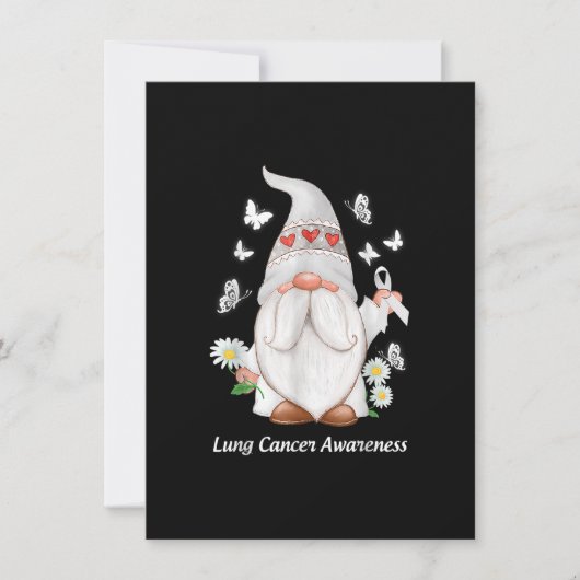 Invitation Gnome Lung Cancer Awareness With White Ribbon Gift (Devant)