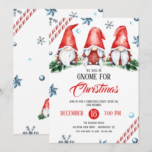 Invitation Gnome Pour Fête De Noël (Devant / Derrière)