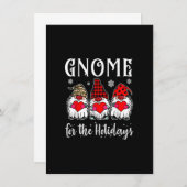 Invitation Gnome pour les vacances Léopard carreaux 3 Gnomes  (Devant / Derrière)