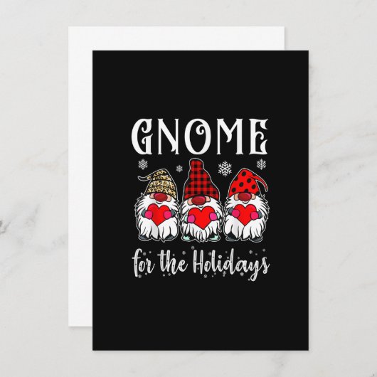 Invitation Gnome Pour Les Vacances Leopard Plaid 3 Gnomes Chr (Devant / Derrière)