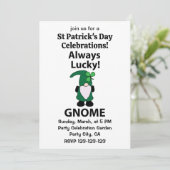 Invitation Gnome Shamrock Lucky Jour de la Saint Patrick Gnom (Debout devant)
