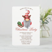 Invitation Gnome Sleigh Pine Tree Red Christmas Party (Debout devant)