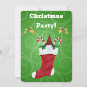 Invitation Gnome Stocking Holly Feuille Sucres de canne Noël (Devant)