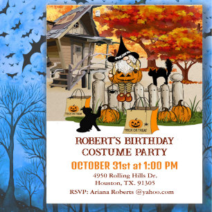 Invitation Gnome sur la clôture automne Anniversaire Fête Hal