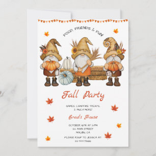 Invitation Gnome Thanksgiving Fall Party