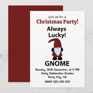 Invitation Gnome Toujours Lucky Gnome Fête de Noël