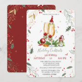 Invitation Gnomes Champagne Glass Balls Compagnie Noël (Devant / Derrière)