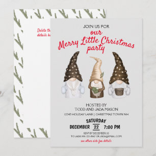 Invitation Gnomes de fête Joyeux petit Noël Party Gris