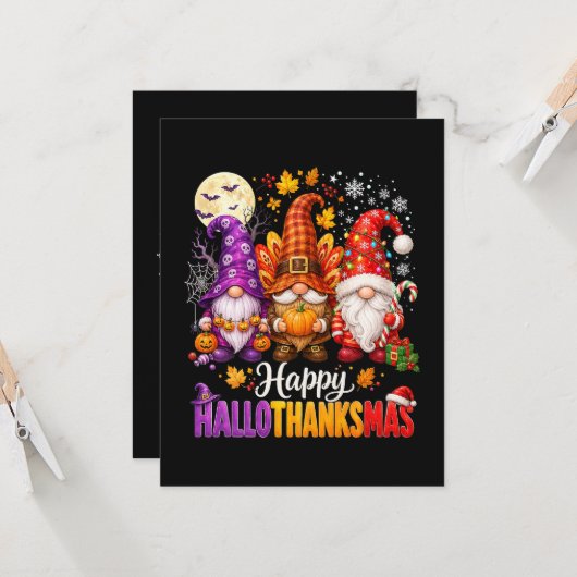 Invitation Gnomes de HalloMerciMas joyeux (Devant/Arrière en situation)