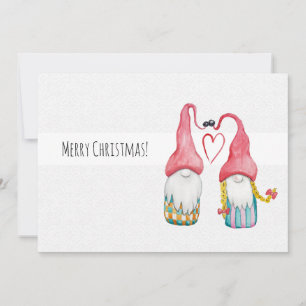 Invitation Gnomes de Noël en amour Aquarelle peinte à la main
