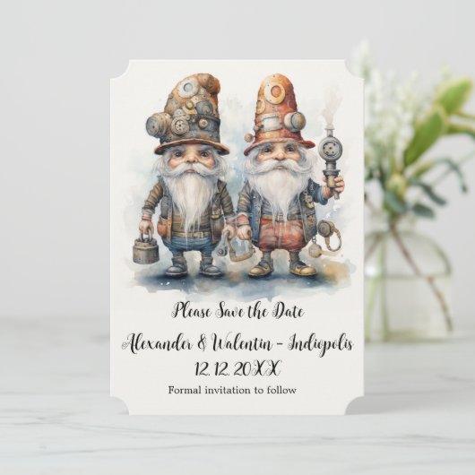 Invitation Gnomes de parti Enregistrer la date (Debout devant)