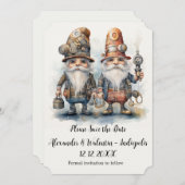 Invitation Gnomes de parti Enregistrer la date (Devant / Derrière)