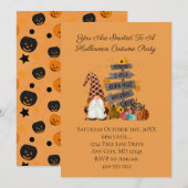 Invitation Gnomes d'Halloween, Automne, Citrouilles, Fête d'H (Devant / Derrière)