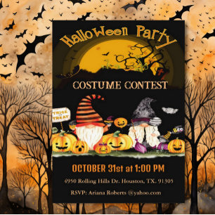 Invitation Gnomes Et Citrouille Halloween Costume Party