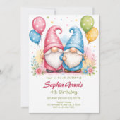 Invitation Gnomes joyeux colorés avec ballons (Devant)