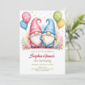 Invitation Gnomes joyeux colorés avec ballons (Debout devant)