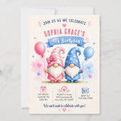 Invitation Gnomes joyeux colorés avec ballons (Devant)