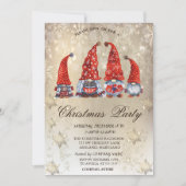 Invitation Gnomes mignonnes Snowflakes Gold Party (Devant)