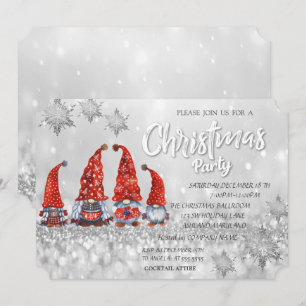 Invitation Gnomes mignons rouges Bokeh Fête de Noël d'entrepr