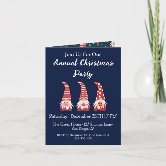 Invitation Gnomes rouges mignons Fête de Noël personnalisée (Devant)