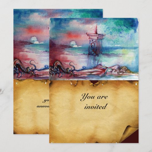 Invitation GNOMON ET DAME DU LAC Parchemin marron (Devant / Derrière)