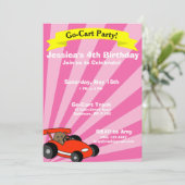 Invitation Go-Cart Thème de fête d'anniversaire (Debout devant)