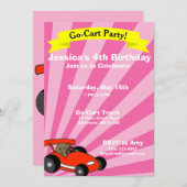 Invitation Go-Cart Thème de fête d'anniversaire (Devant / Derrière)