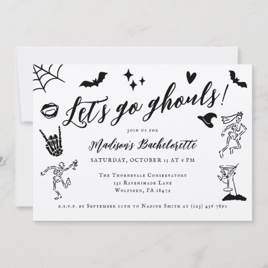 Invitation Go Ghouls Éffrayant Whimsical Bachelorette (Devant)