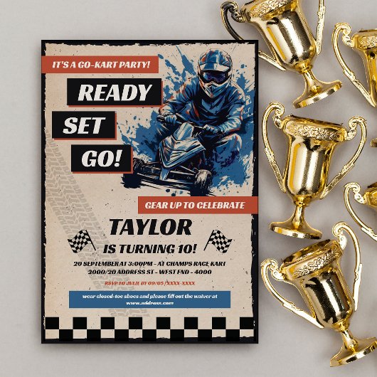 Invitation Go Kart fête d'anniversaire