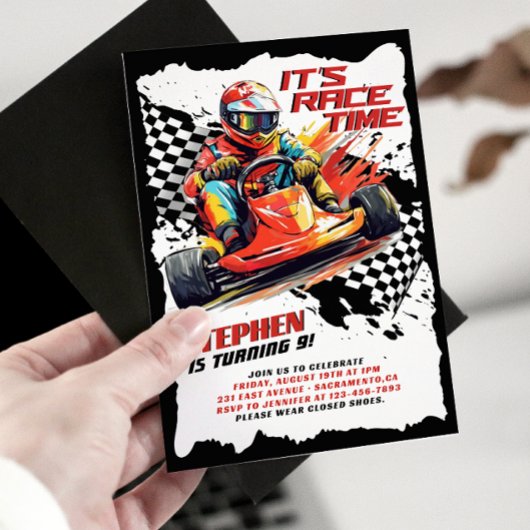 Invitation Go Kart Racing fête d'anniversaire