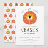 Invitation Go Wild Jungle Anniversaire Lion Safari (Devant / Derrière)