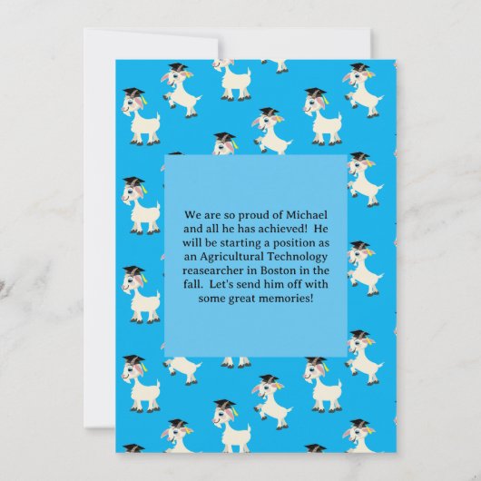 Invitation Goat Graduation Party mignonne (Dos)