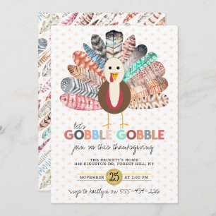 Invitation "Gobble Gobble Gobble" L'Action de grâce de Boho m