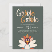 Invitation Gobble Gobble Thanksgiving Dîner de fête Invitatio (Devant)