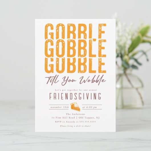 Invitation Gobble Gobble Thanksgiving Friedgiving (Debout devant)