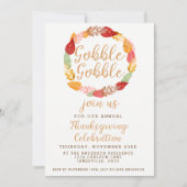 Invitation Gobble Gobble Thanksgiving Thème d'automne (Devant)