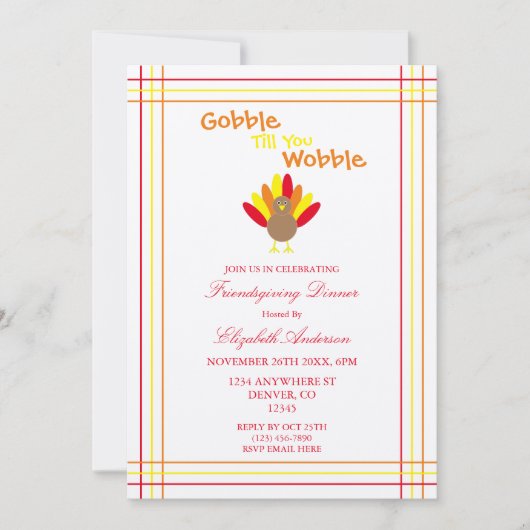 Invitation Gobble jusqu'à ce que vous tournez la Turquie Amic (Devant)