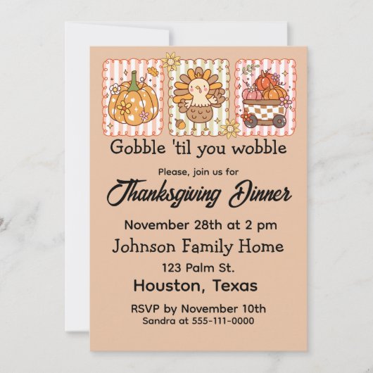 Invitation Gobble 'Jusqu'À Ce Que Vous Tournez Thanksgiving D (Devant)